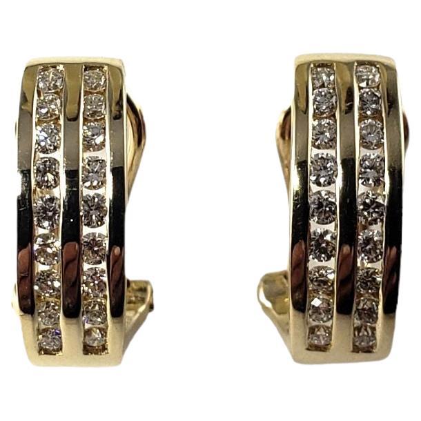 14 Karat Yellow Gold and Diamond Earrings For Sale