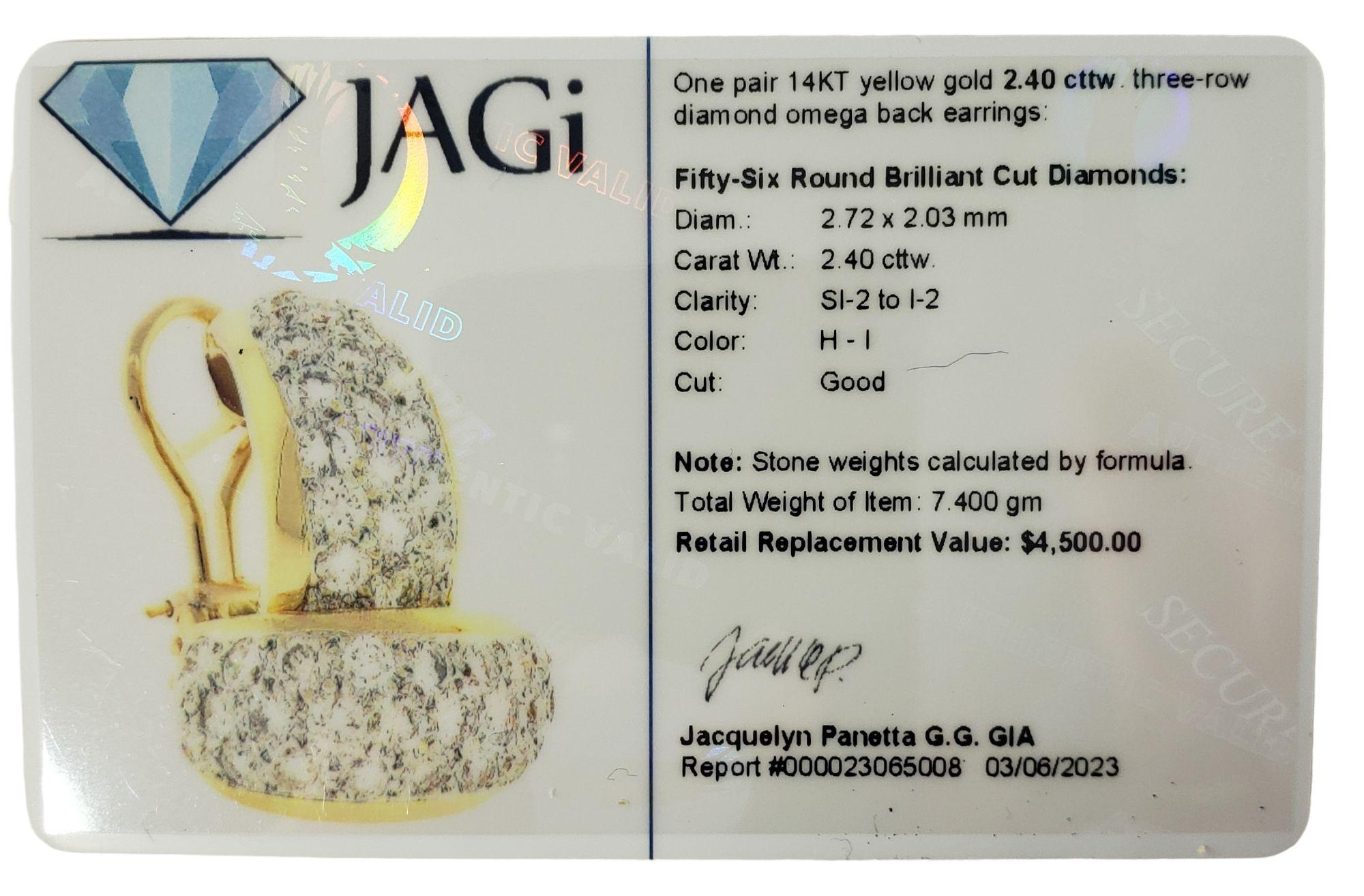 14 Karat Yellow Gold and Diamond Earrings #14048 For Sale 1
