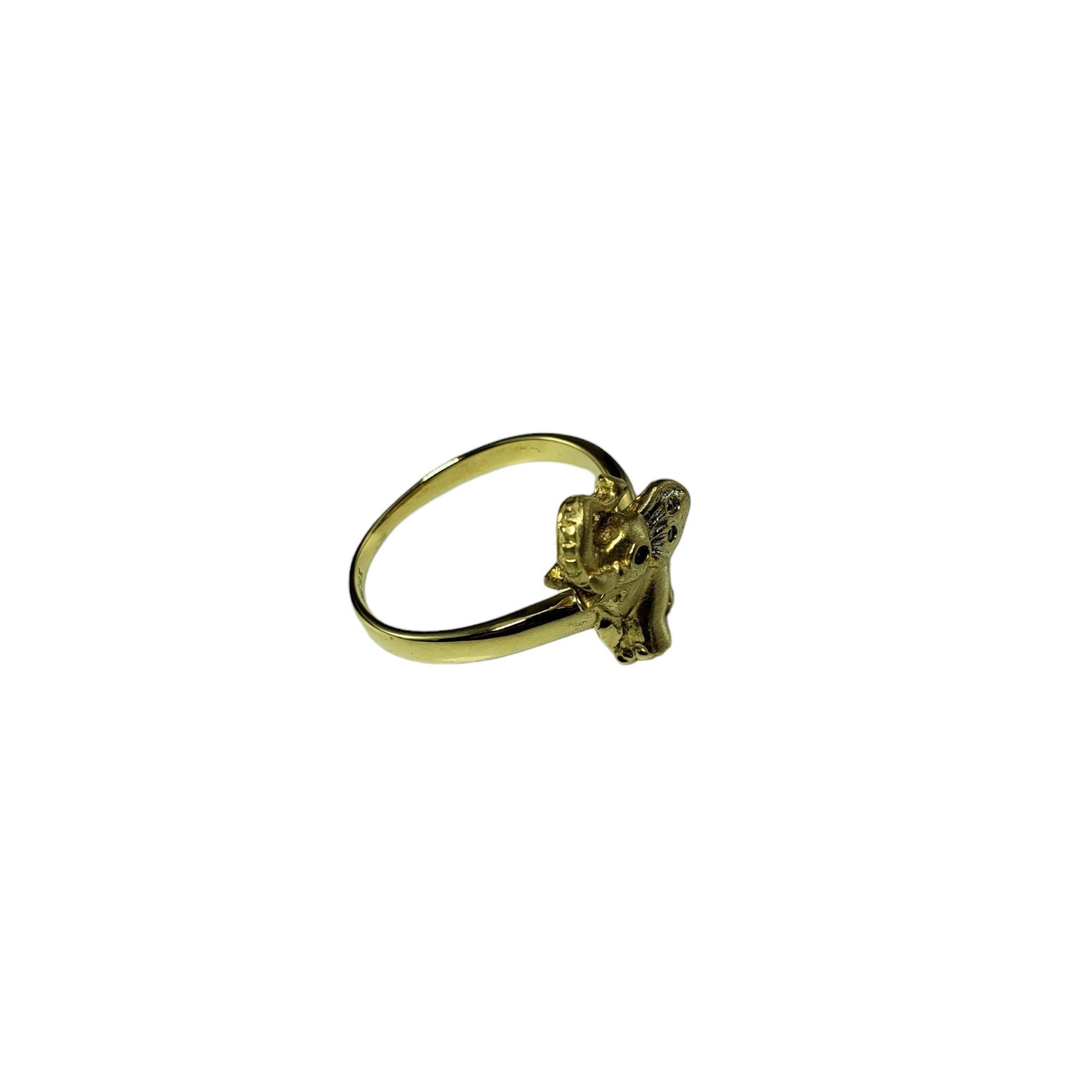 14 Karat Yellow Gold and Diamond Elephant Ring Size 7 #16630 In Good Condition For Sale In Washington Depot, CT