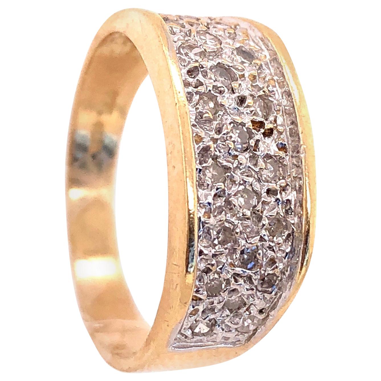 14 Karat Yellow Gold and Diamond Encrusted Fashion Ring 0.50 TDW For Sale