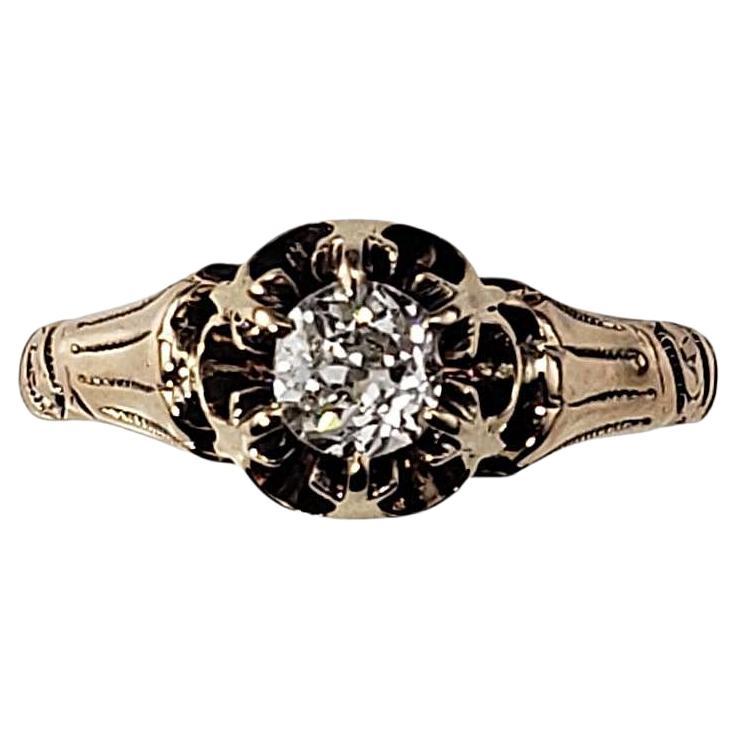 14 Karat Yellow Gold and Diamond Engagement Ring Size 5 #21890