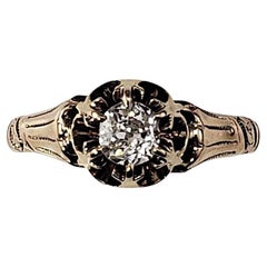 14 Karat Yellow Gold and Diamond Engagement Ring Size 5 #21890