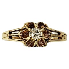 Vintage 14 Karat Yellow Gold and Diamond Engagement Ring Size 7.75