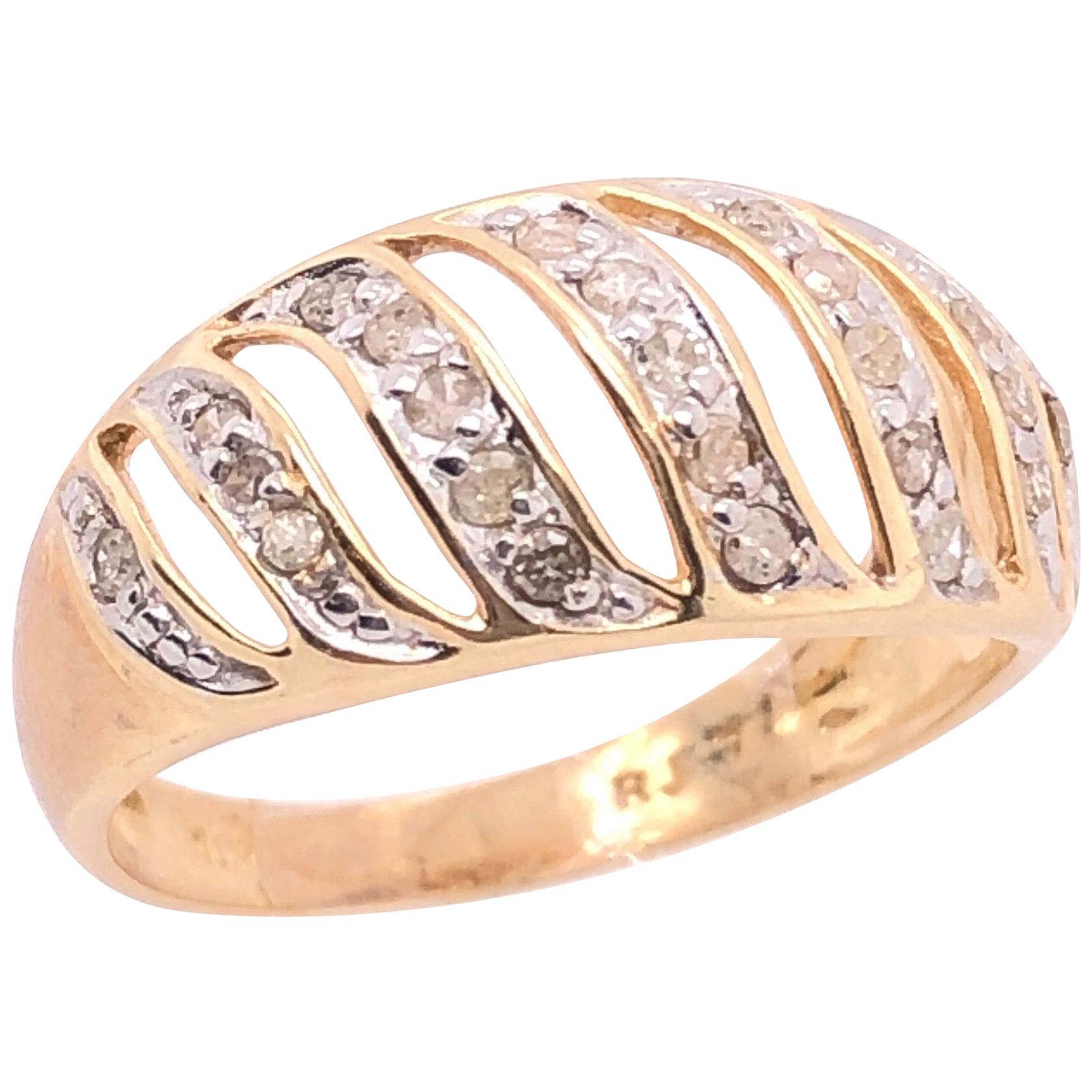 14 Karat Yellow Gold and Diamond Fashion Ring For Sale