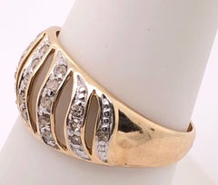 14 Karat Yellow Gold and Diamond Fashion Ring