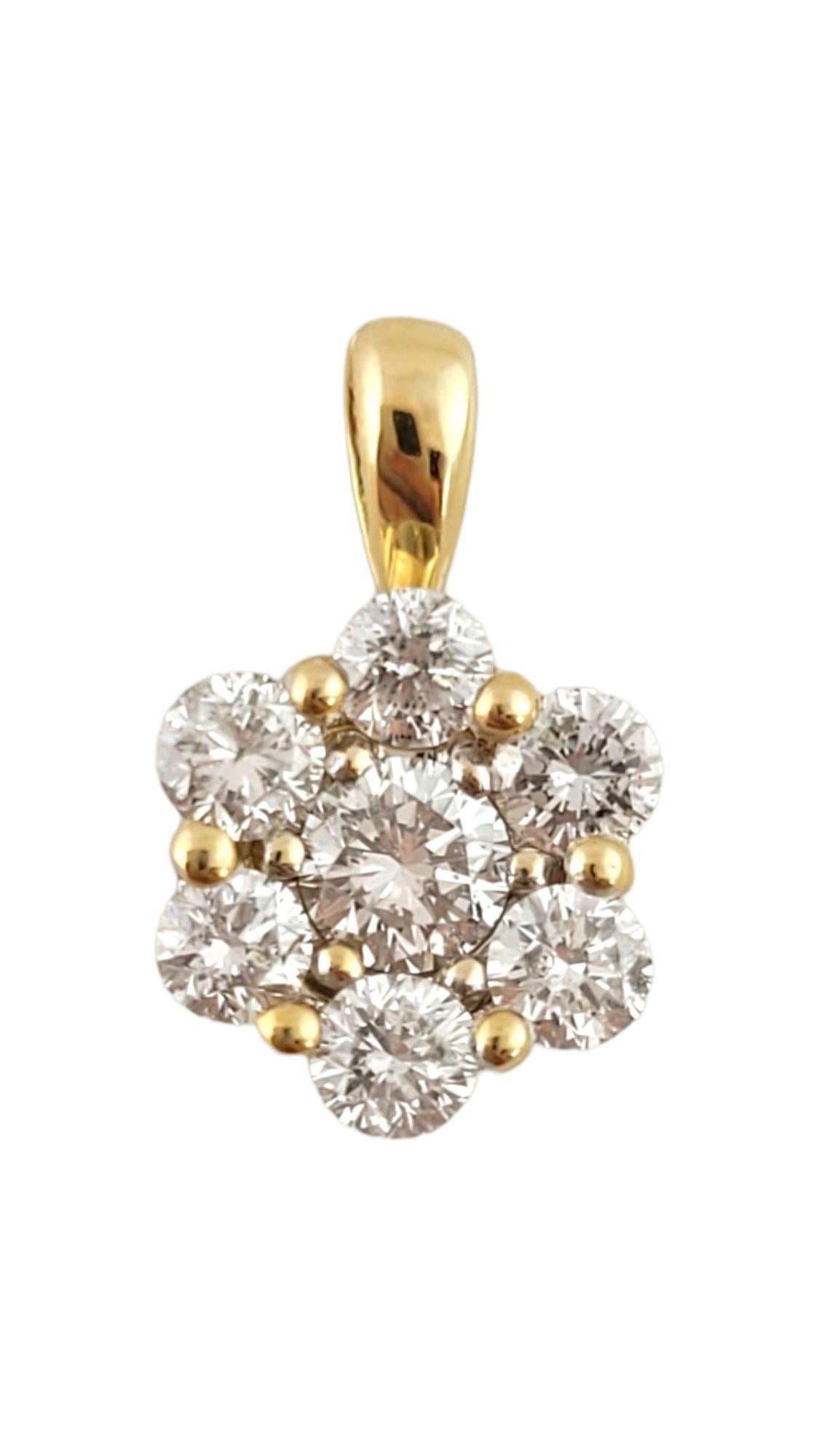 Vintage 14 Karat Yellow Gold and Diamond Floral Pendant

This lovely floral pendant features seven round brilliant cut diamonds set in classic 14K yellow gold.

Approximate total diamond weight: .50 ct. (center: .15 ct.)

Diamond color: H

Diamond