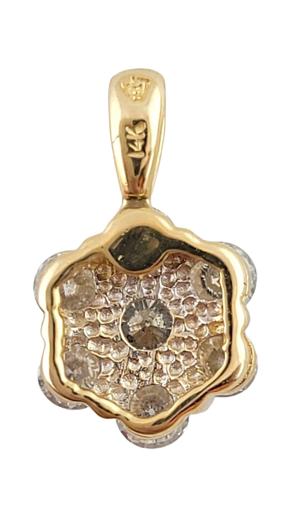 14 Karat Yellow Gold and Diamond Floral Pendant In Good Condition In Washington Depot, CT
