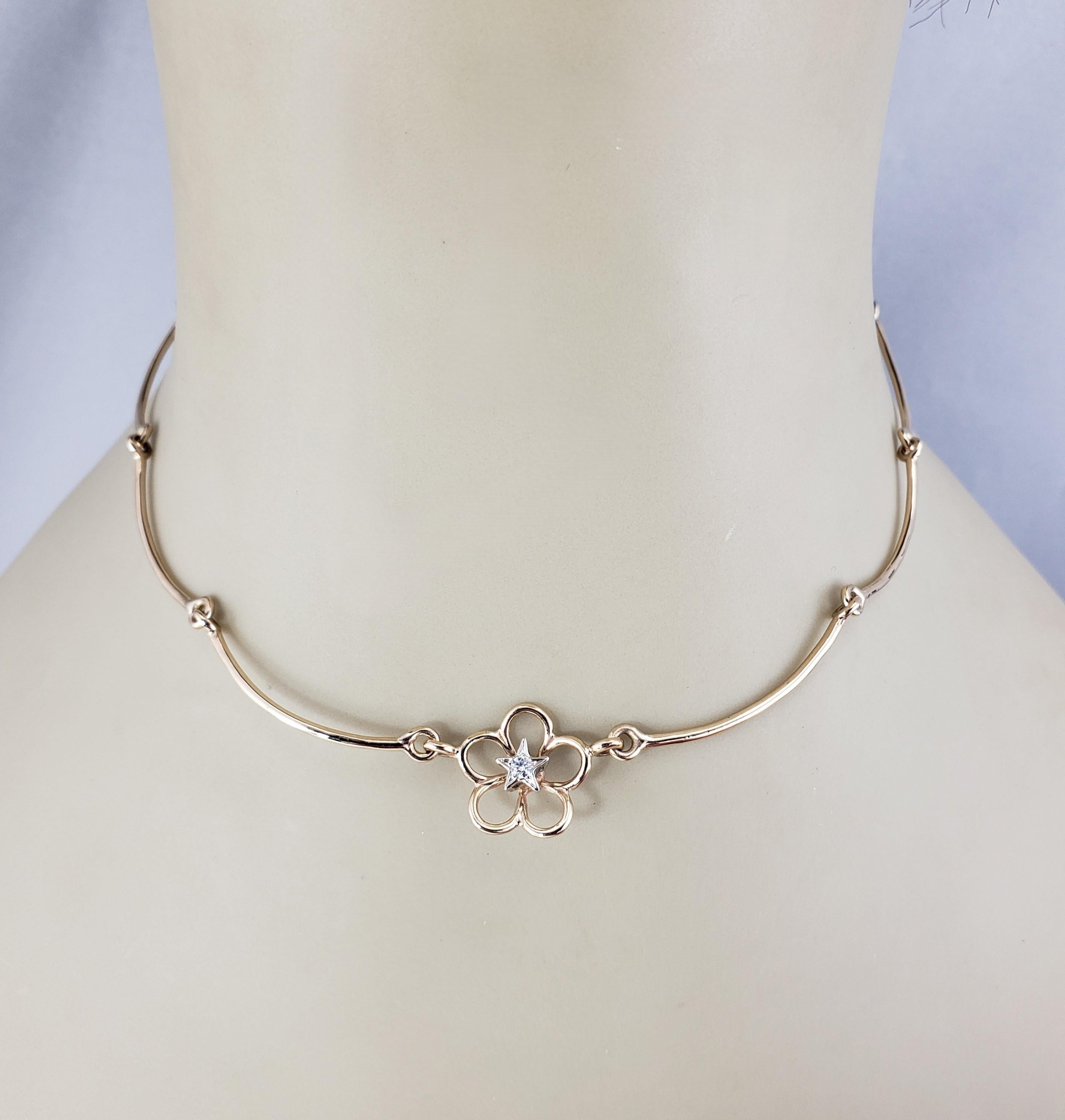 Women's 14 Karat Yellow Gold and Diamond Flower Collar Necklace #17811 For Sale