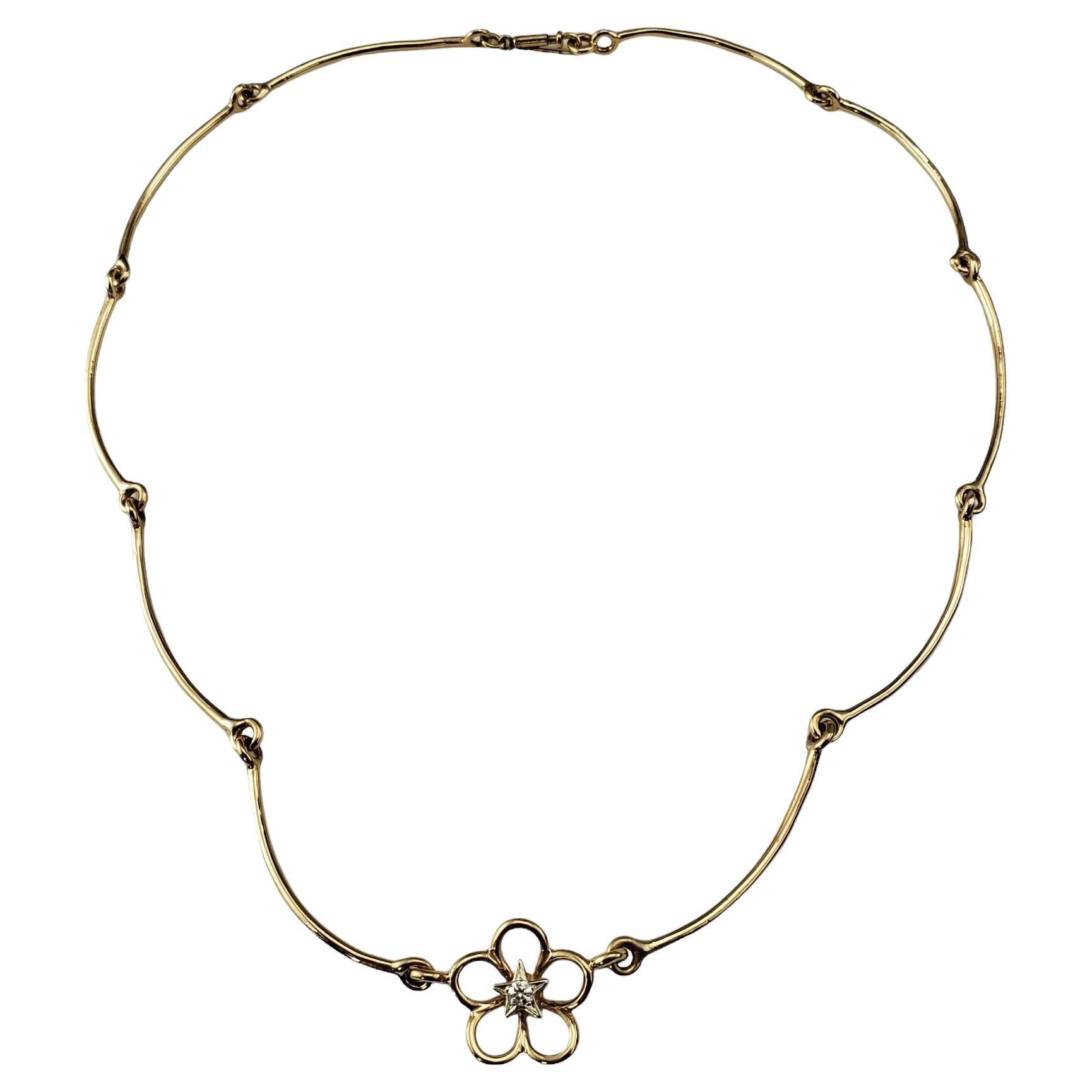 14 Karat Yellow Gold and Diamond Flower Collar Necklace #17811