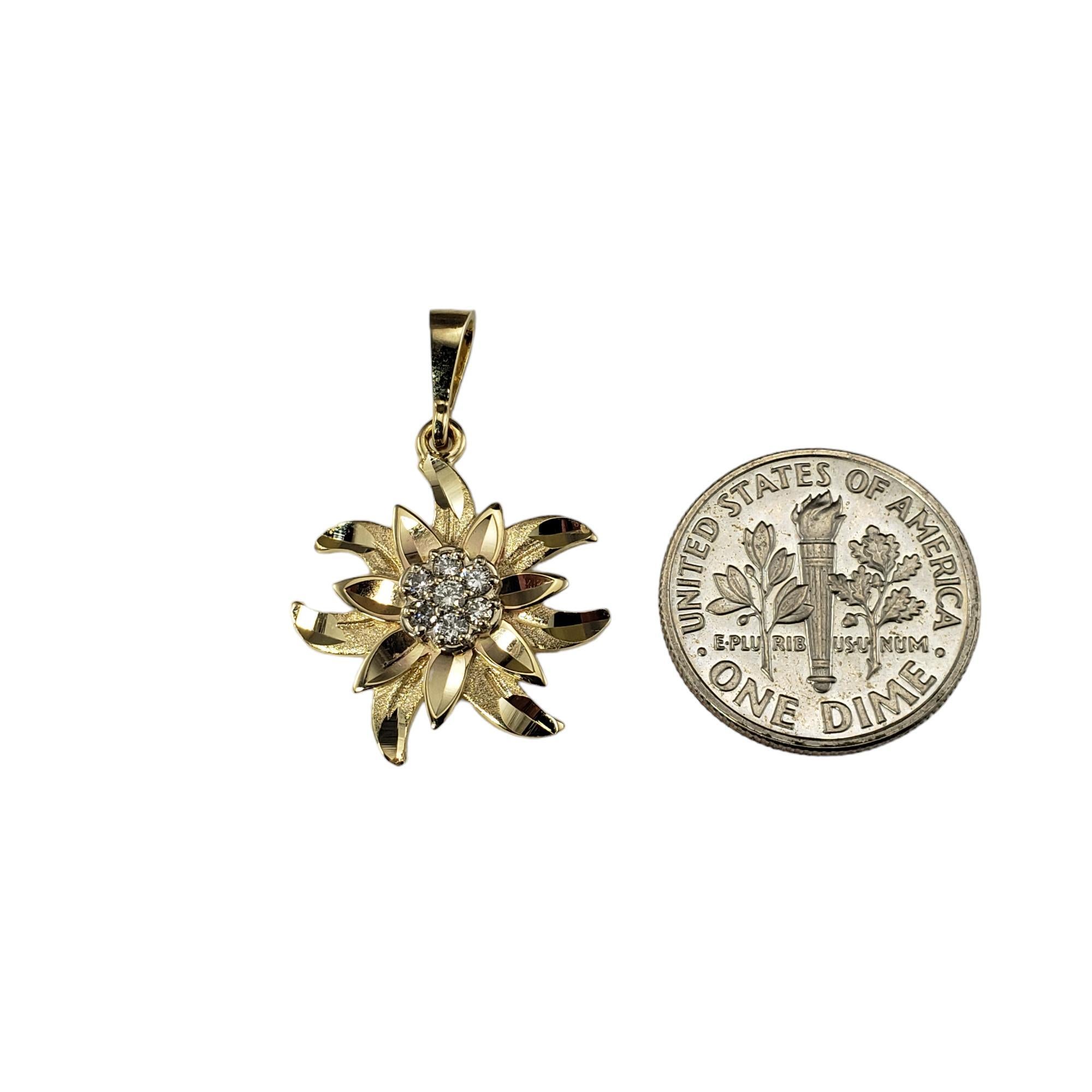14 Karat Yellow Gold and Diamond Flower Pendant #18064 1