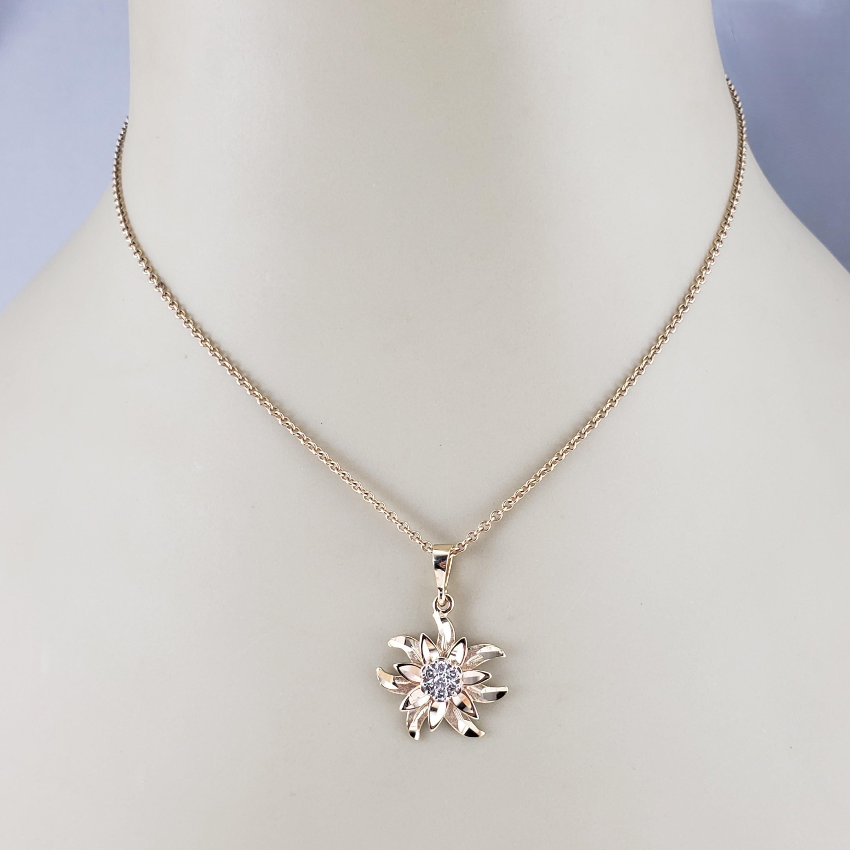 14 Karat Yellow Gold and Diamond Flower Pendant #18064 2