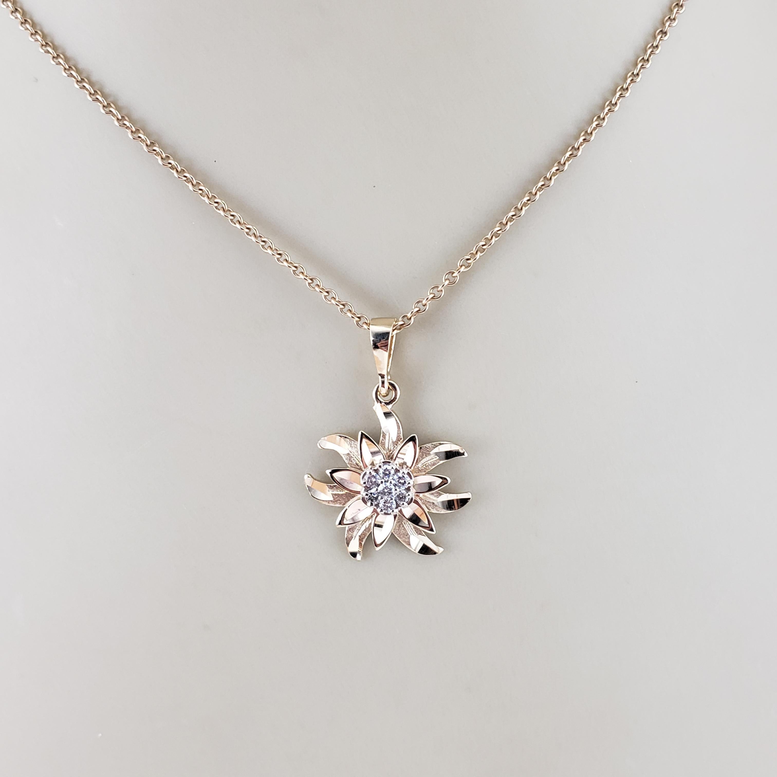 14 Karat Yellow Gold and Diamond Flower Pendant #18064 3