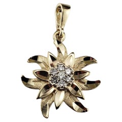 14 Karat Yellow Gold and Diamond Flower Pendant #18064