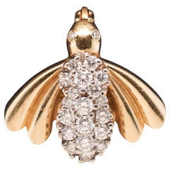 14 Karat Yellow Gold and Diamond Fly Brooch Pin
