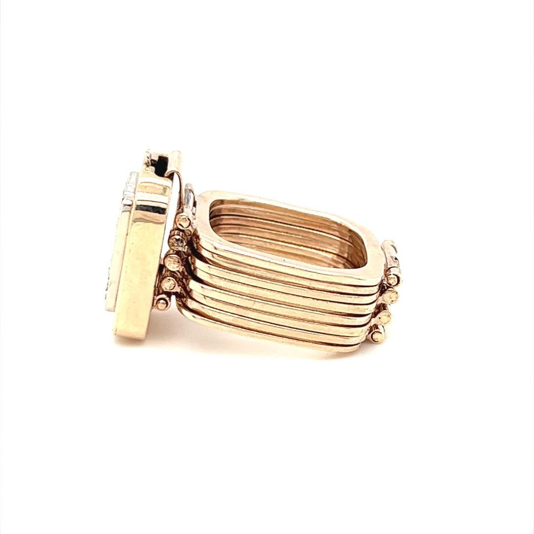 14 Karat Yellow Gold and Diamond Folding Convertible Ring Bracelet For Sale 1