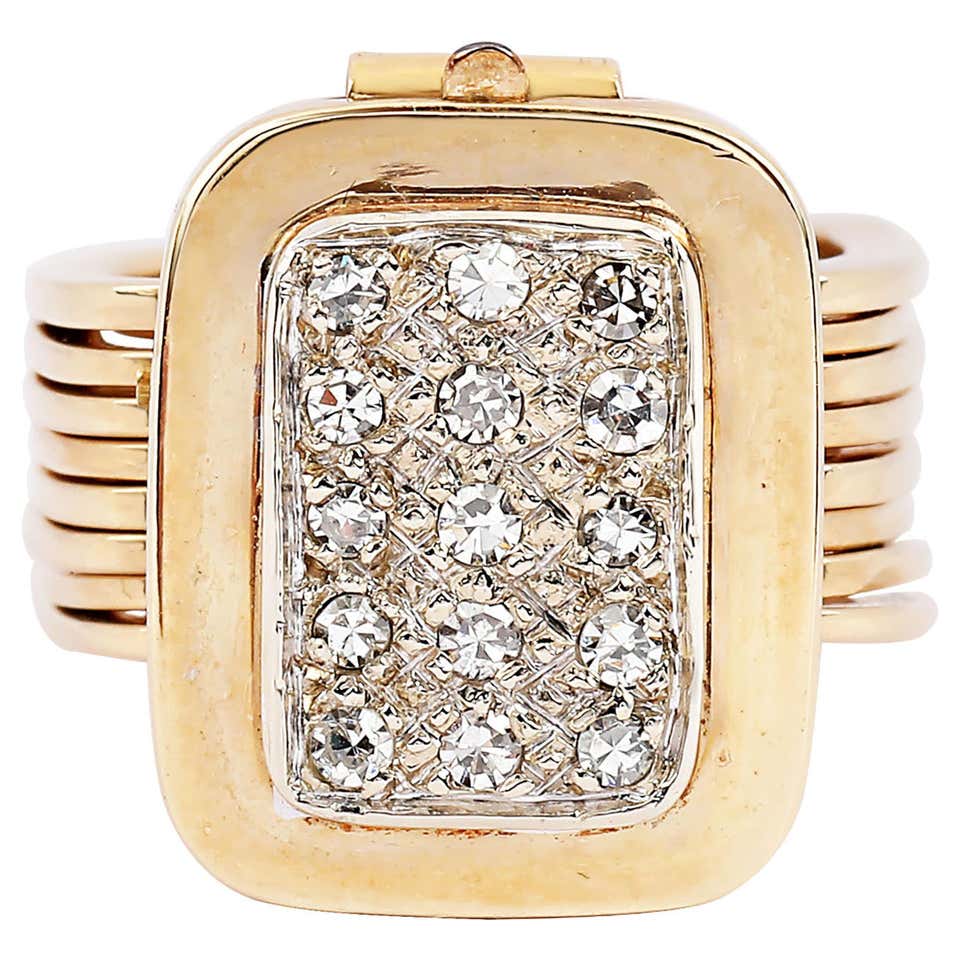 Convertable Rings 18K Yellow Gold and Diamond Convertible Flower Ring Bracelet at 1stDibs ...