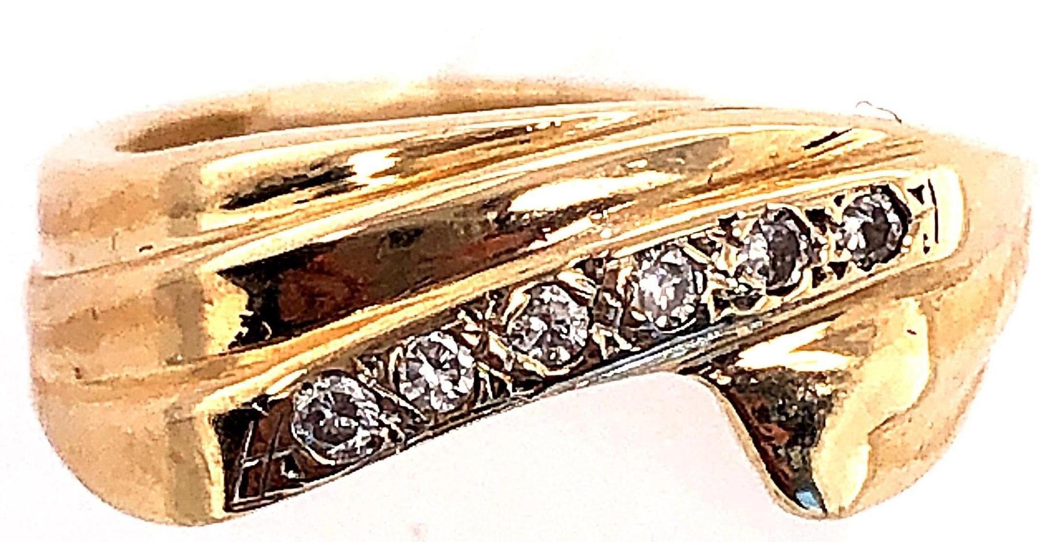 14 Karat Gelbgold und Diamant Freiform-Ring (Moderne) im Angebot