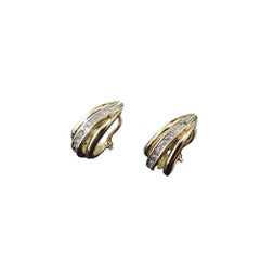 14 Karat Yellow Gold and Diamond Half Hoop Earrings #18061
