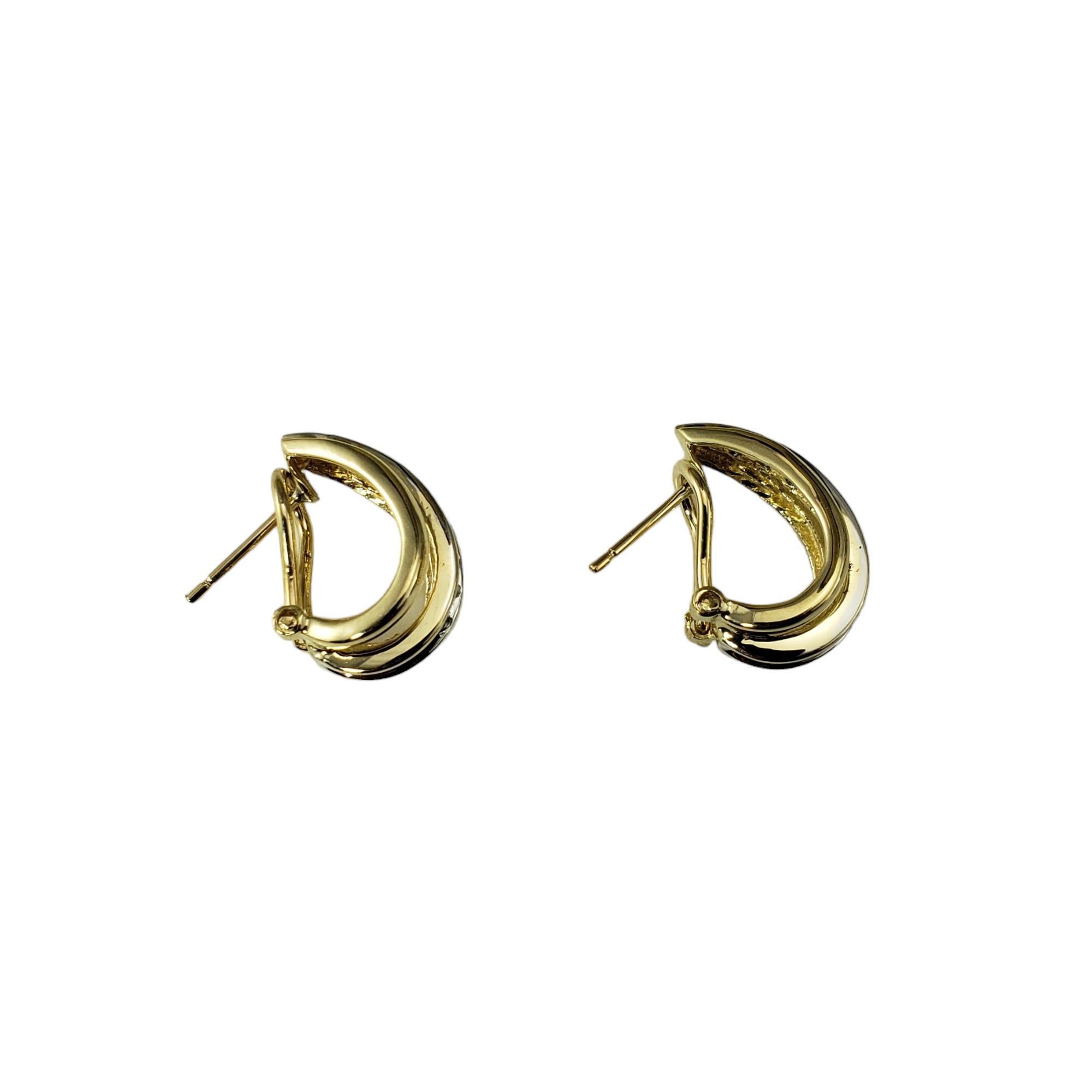 Boucles d'oreilles demi-cercle en or jaune 14 carats et diamants n° 18061 Bon état - En vente à Washington Depot, CT