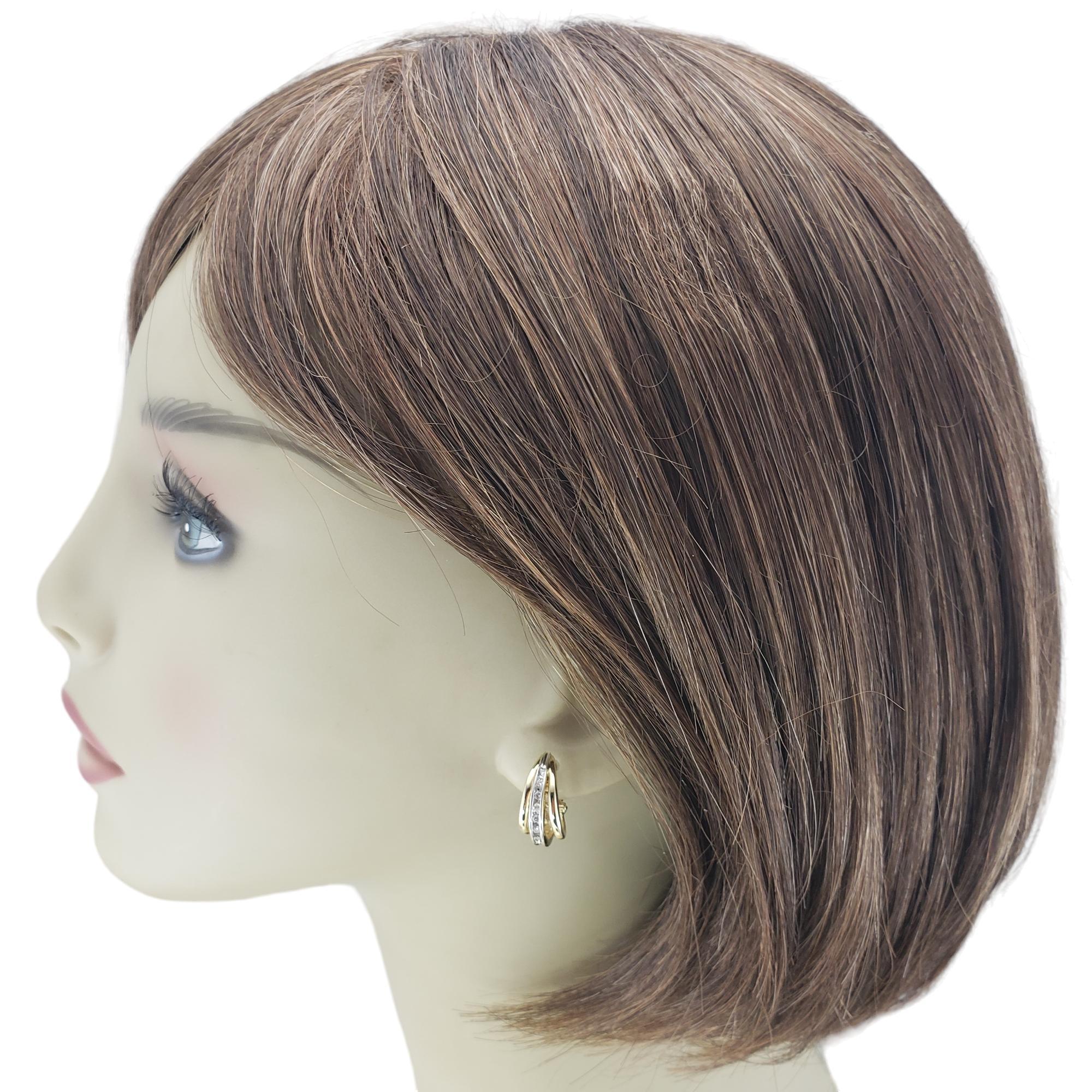 Boucles d'oreilles demi-cercle en or jaune 14 carats et diamants n° 18061 en vente 1