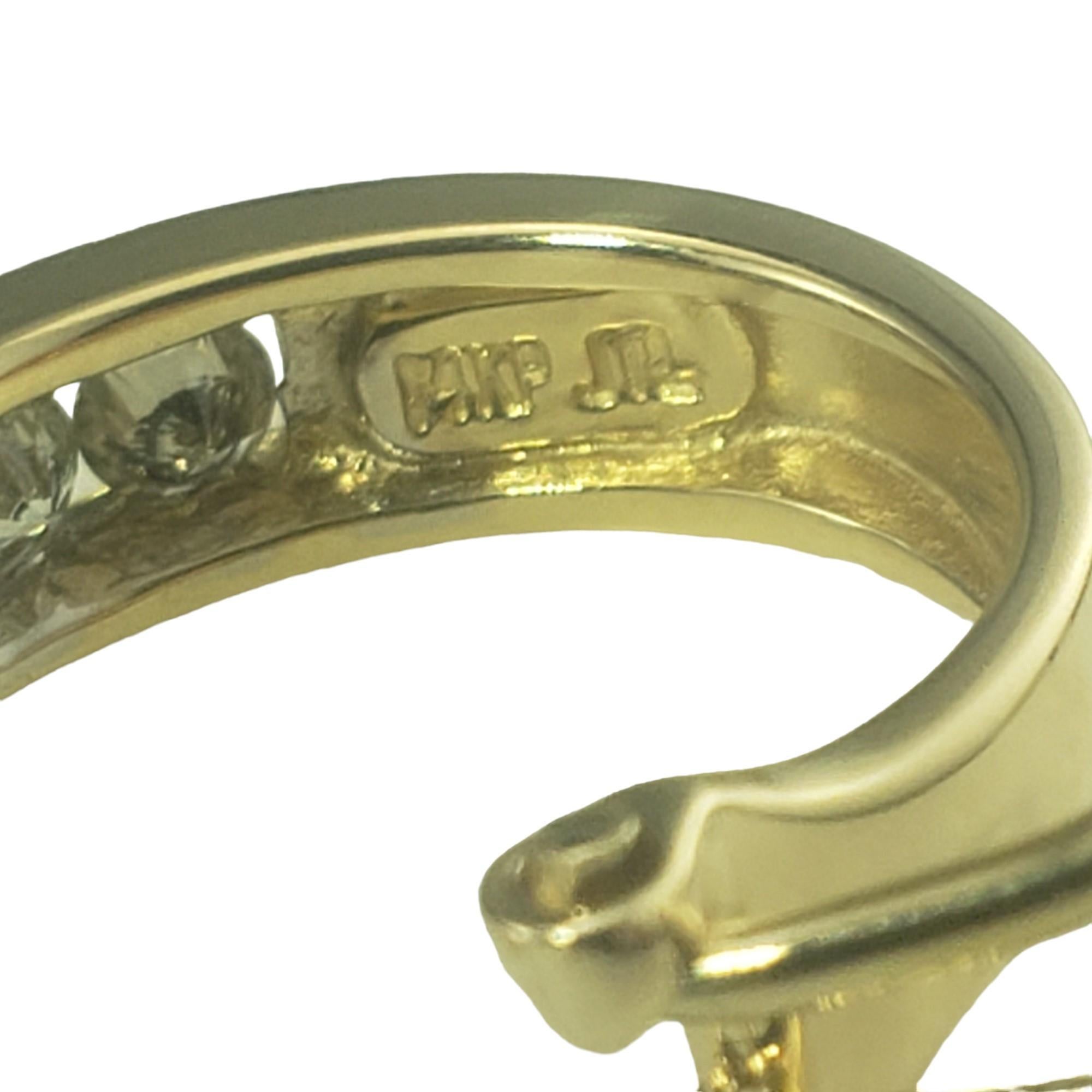 14 Karat Yellow Gold and Diamond Half Oval Hoop Earrings #16751 For Sale 1