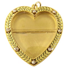 Vintage 14 Karat Yellow Gold and Diamond Heart Locket Pendant