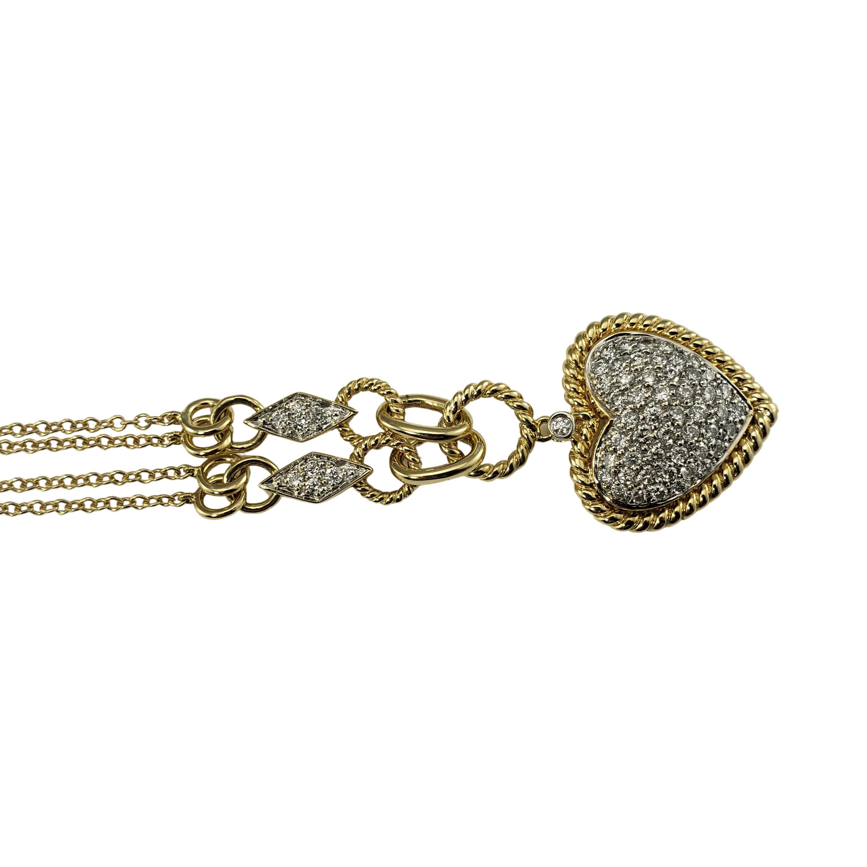 Brilliant Cut 14 Karat Yellow Gold and Diamond Heart Pendant Necklace