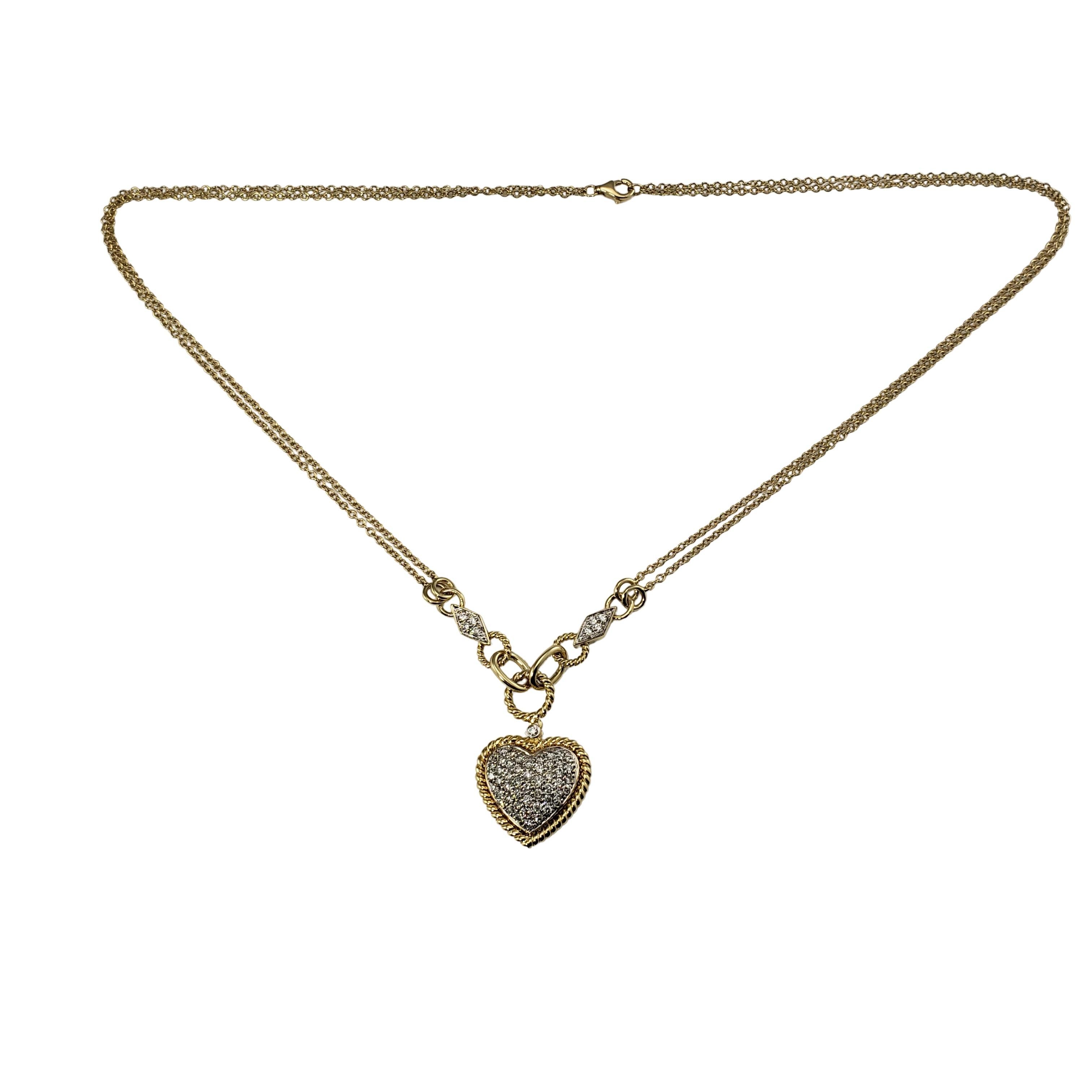 14 Karat Yellow Gold and Diamond Heart Pendant Necklace In Good Condition In Washington Depot, CT