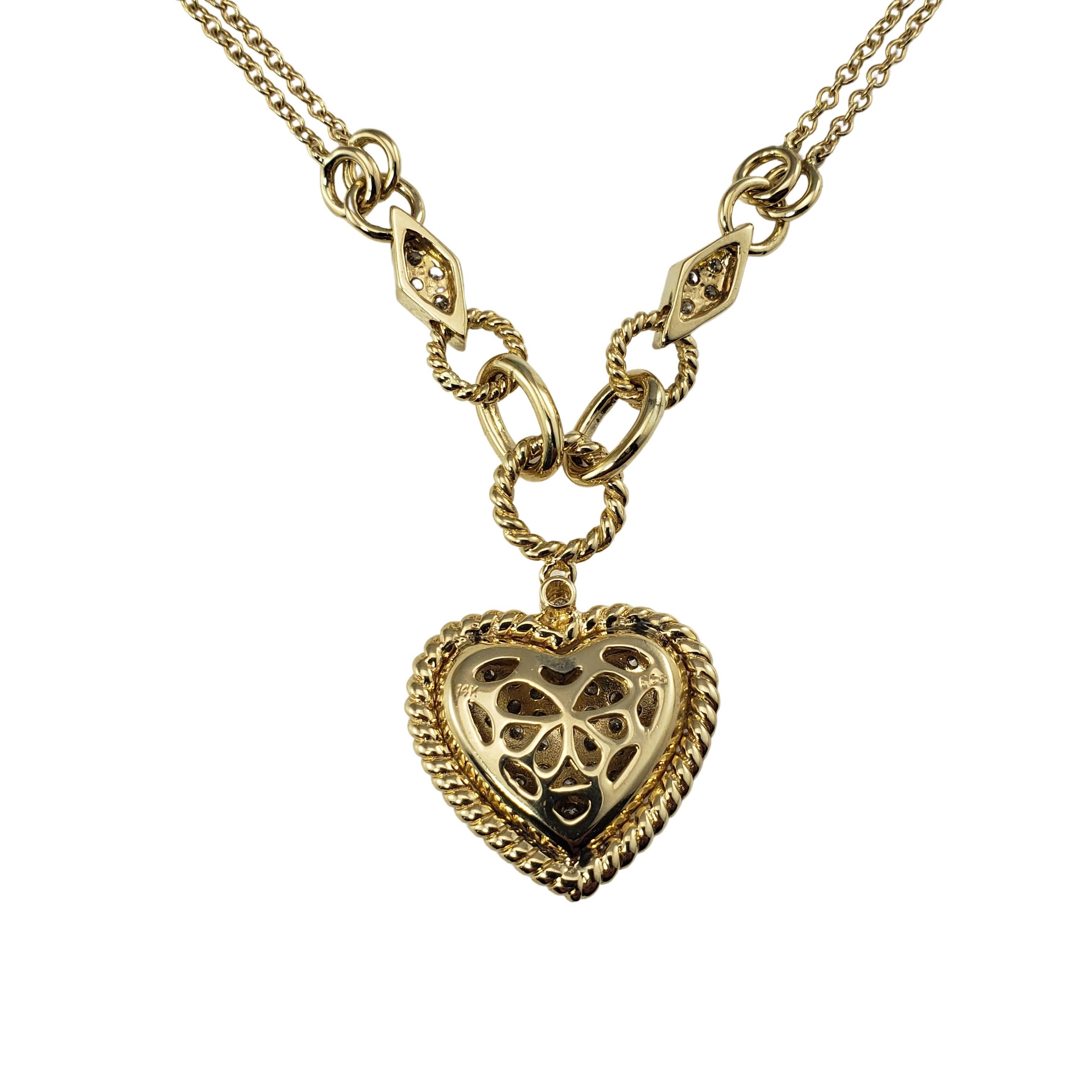 Women's 14 Karat Yellow Gold and Diamond Heart Pendant Necklace