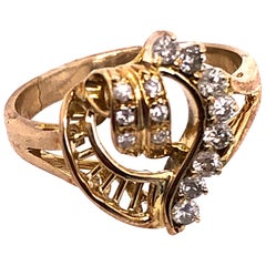 14 Karat Gelbgold und Diamant-Herzring