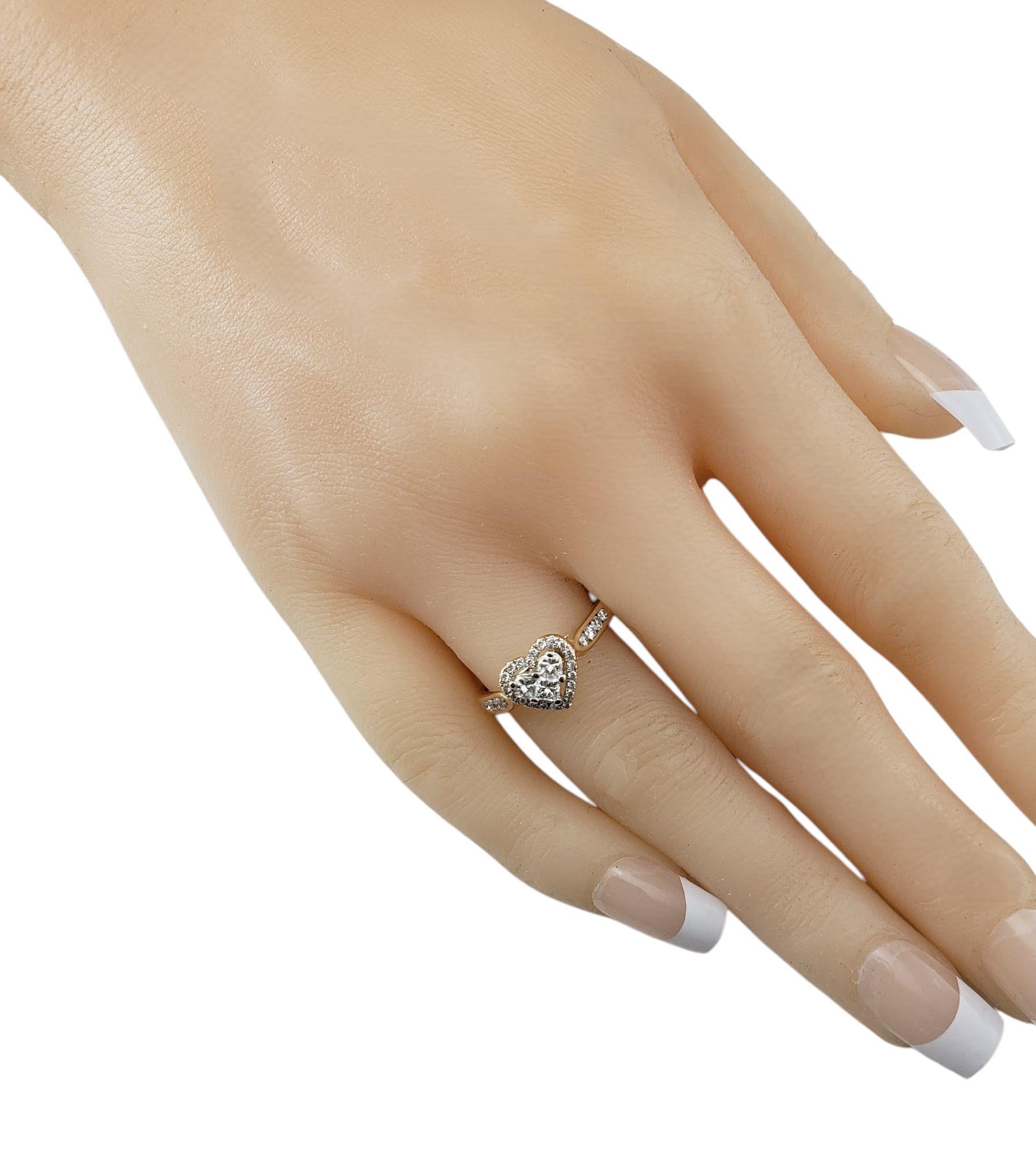 Bague cœur en or jaune 14 carats et diamants taille 7 #21376 en vente 1
