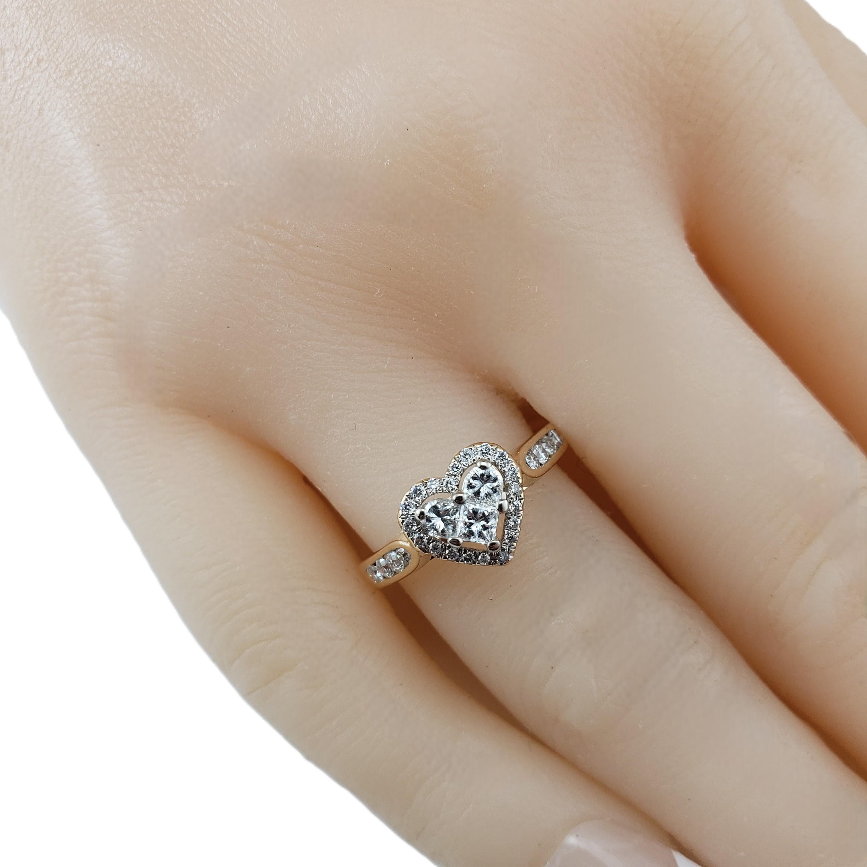 Bague cœur en or jaune 14 carats et diamants taille 7 #21376 en vente 2
