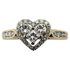 14 Karat Yellow Gold and Diamond Heart Ring Size 7 #21376
