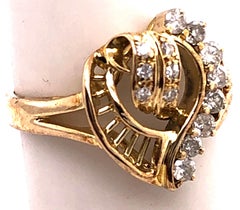 14 Karat Gelbgold und Diamant-Herzring