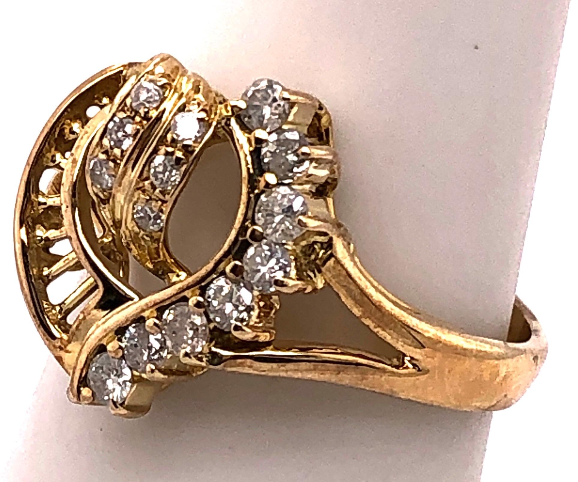 Women's or Men's 14 Karat Yellow Gold and Diamond Heart Ring For Sale