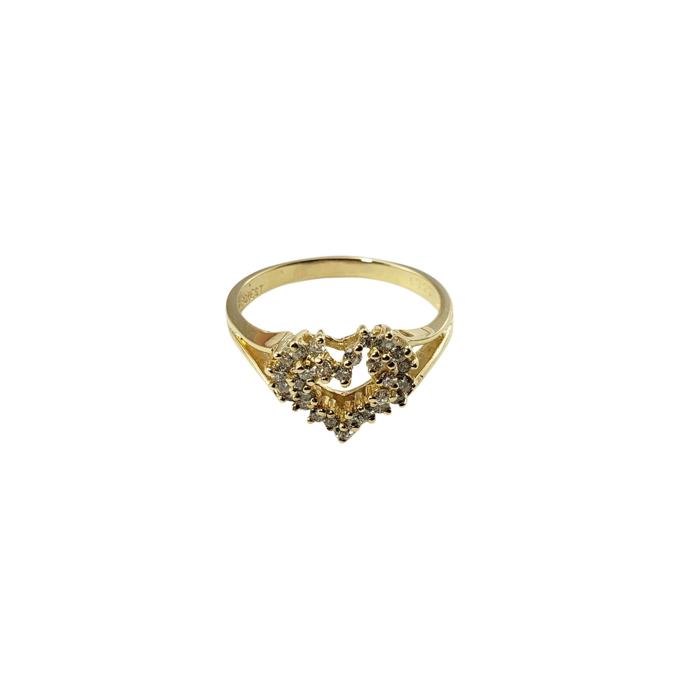 14 Karat Gelbgold und Diamant-Herzring (Brillantschliff)