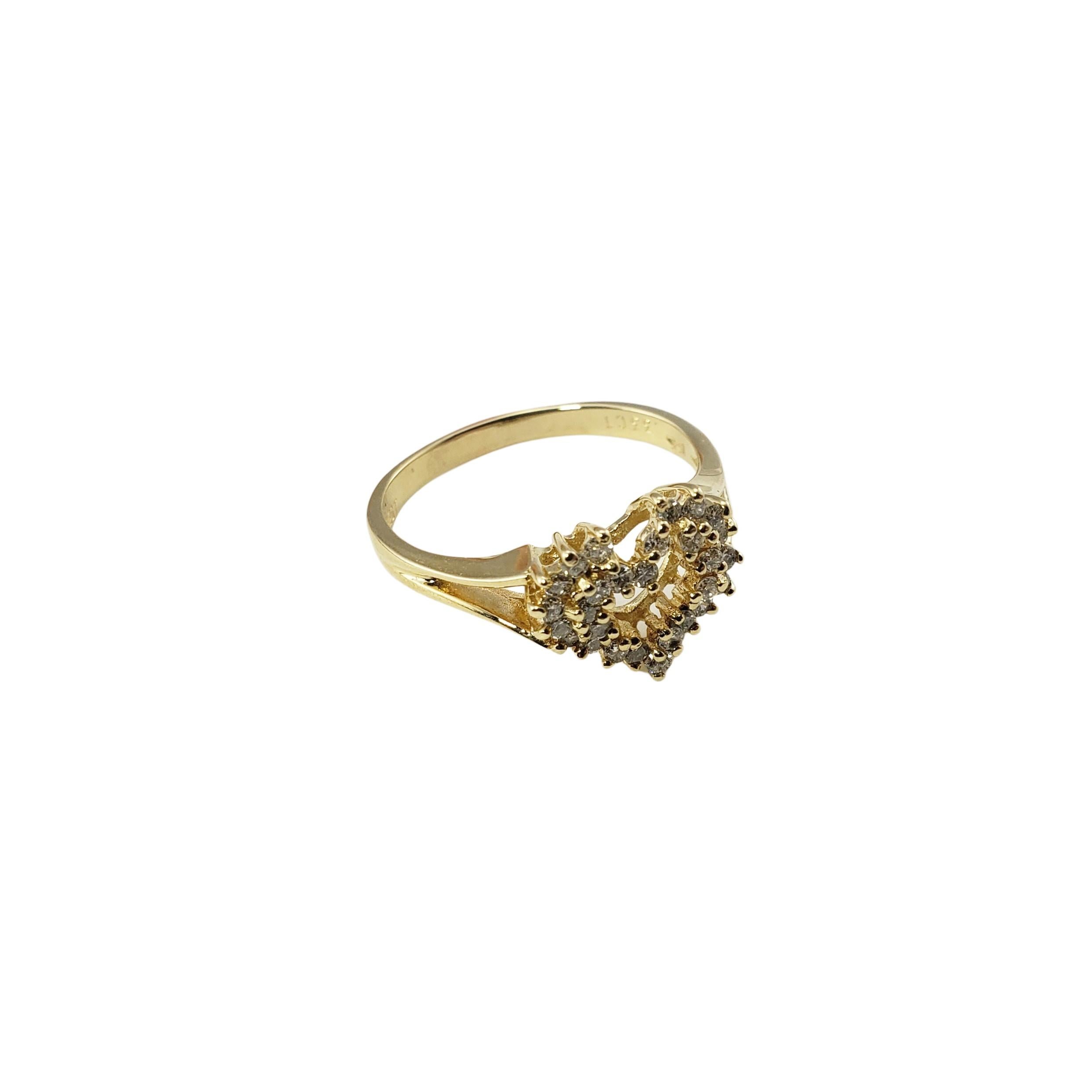 14 Karat Gelbgold und Diamant-Herzring Damen
