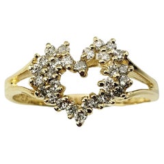 14 Karat Gelbgold und Diamant-Herzring