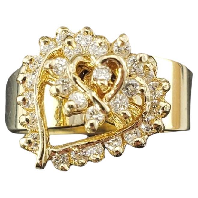 14 Karat Yellow Gold and Diamond Heart Spinner Ring Size 6 #17022 For Sale