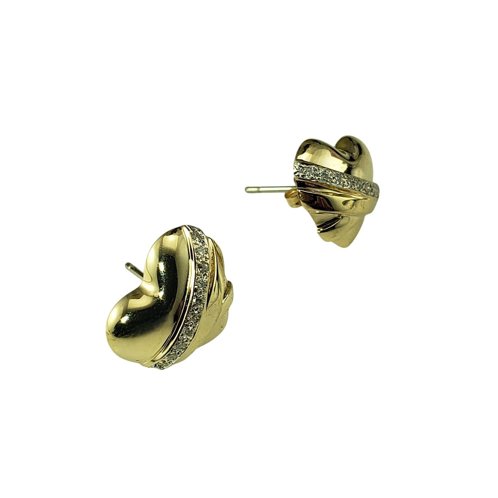 Taglio brillante Orecchini a cuore in oro giallo 14 carati e diamanti #21972 in vendita