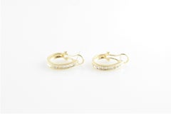 14 Karat Yellow Gold and Diamond Hoop Earrings