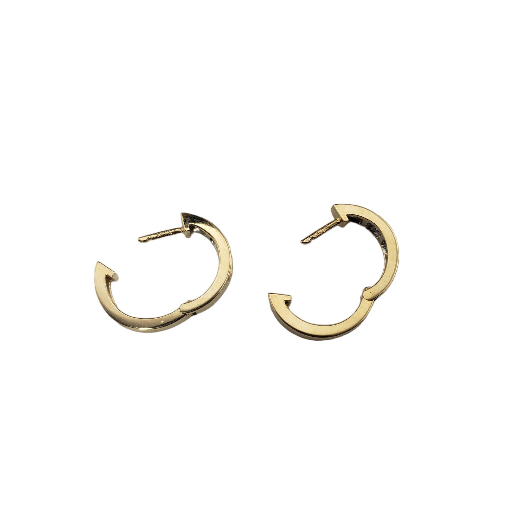 14 Karat Yellow Gold and Diamond Hoop Earrings In Good Condition For Sale In Washington Depot, CT
