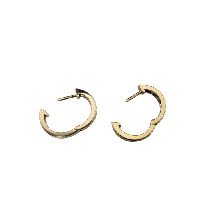 14k Yellow Gold Diamond Cut Hoop Earrings(2x35mm)