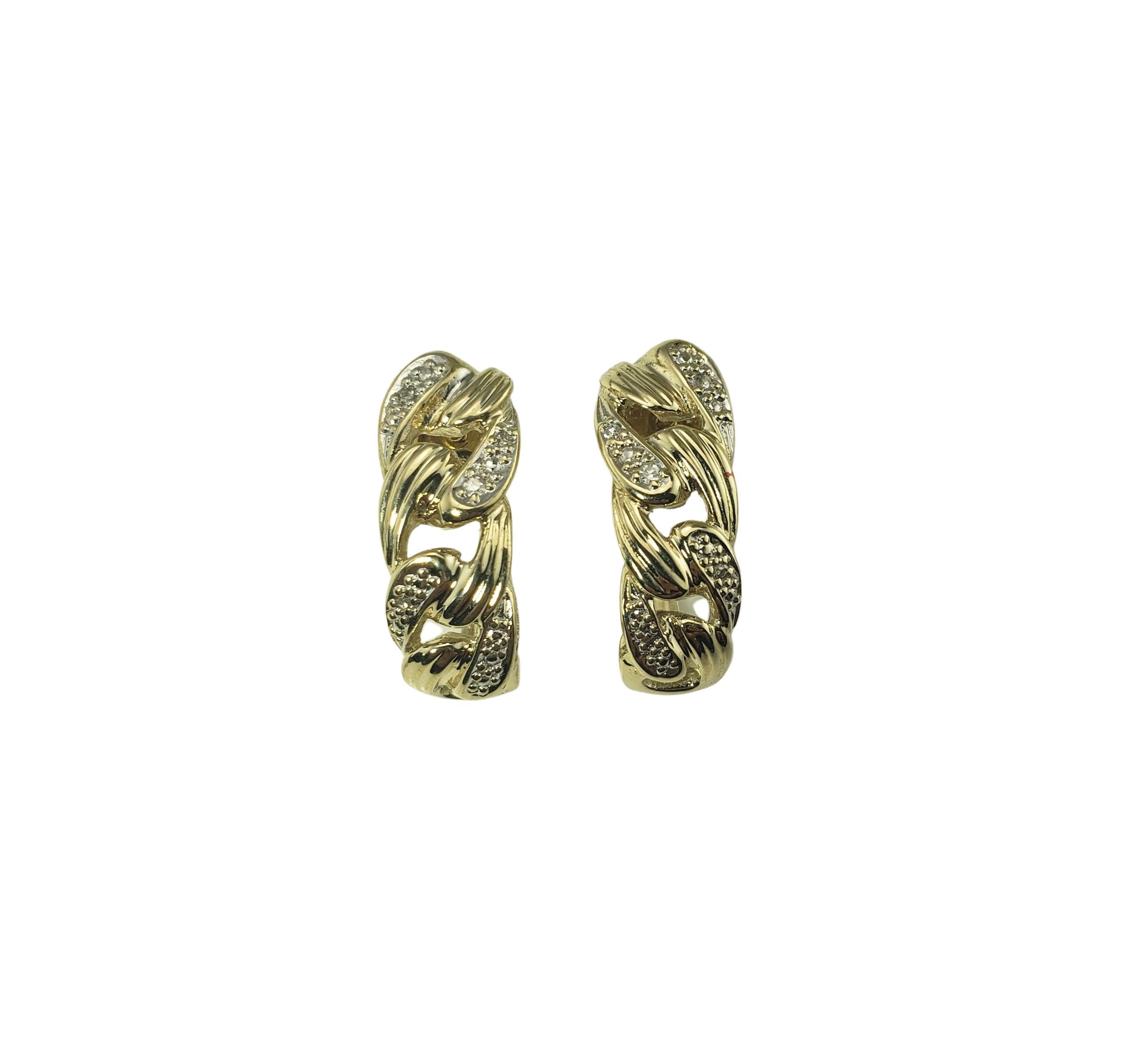 14 Karat Yellow Gold and Diamond Hoop Earrings For Sale 4