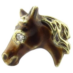14 Karat Yellow Gold and Diamond Horse Head Tie Tack