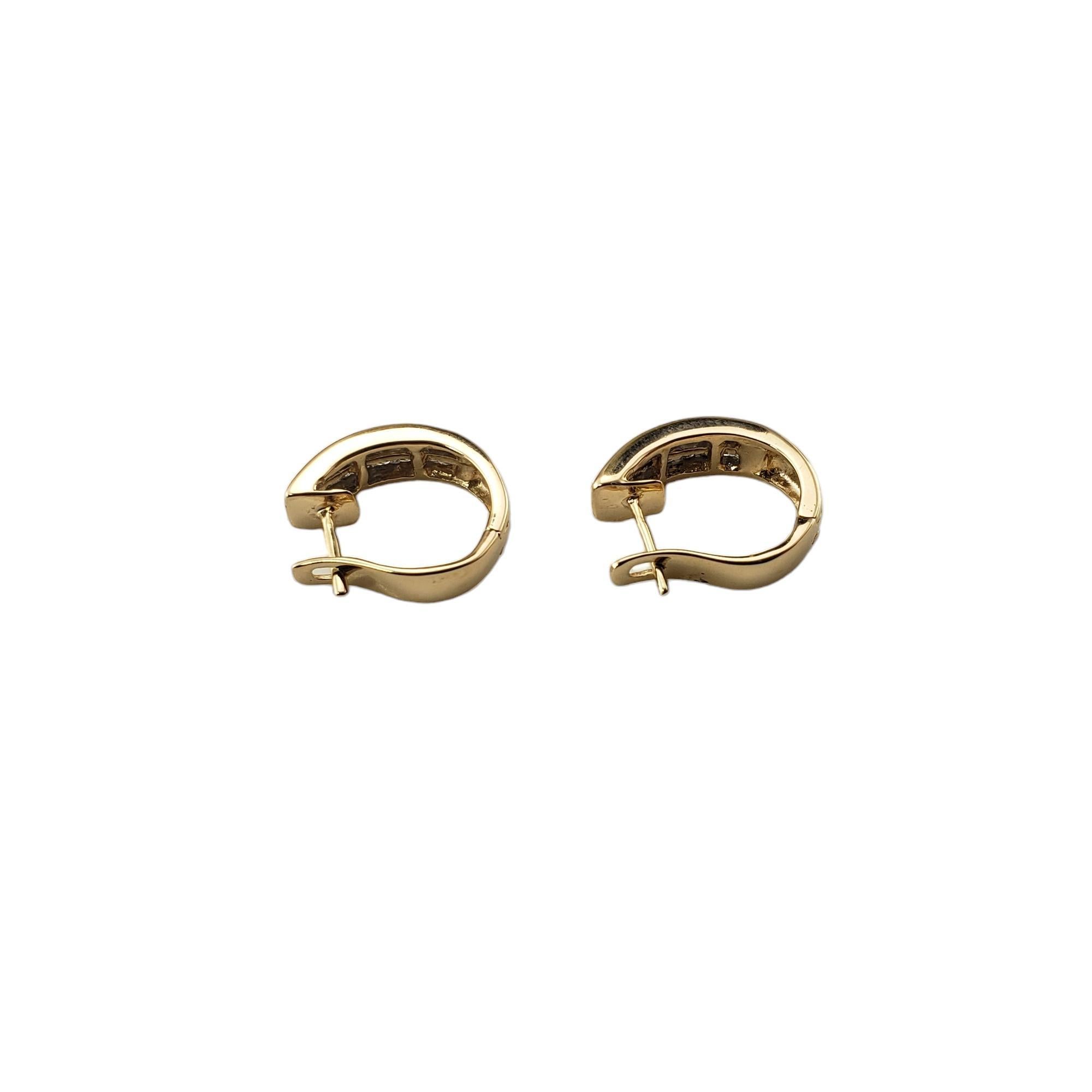  14 Karat Yellow Gold and Diamond Huggie Earrings #15577 In Good Condition For Sale In Washington Depot, CT