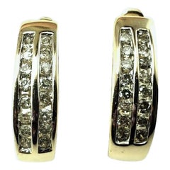 14 Karat Yellow Gold and Diamond Huggie Earrings #15577