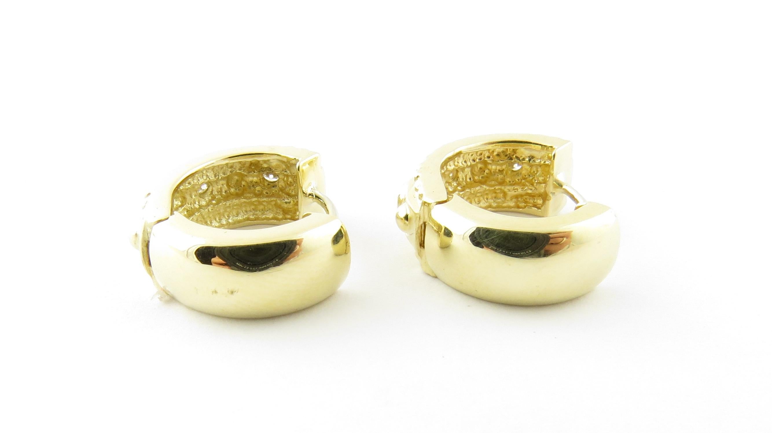 Women's 14 Karat Yellow Gold and Diamond Huggie Earrings