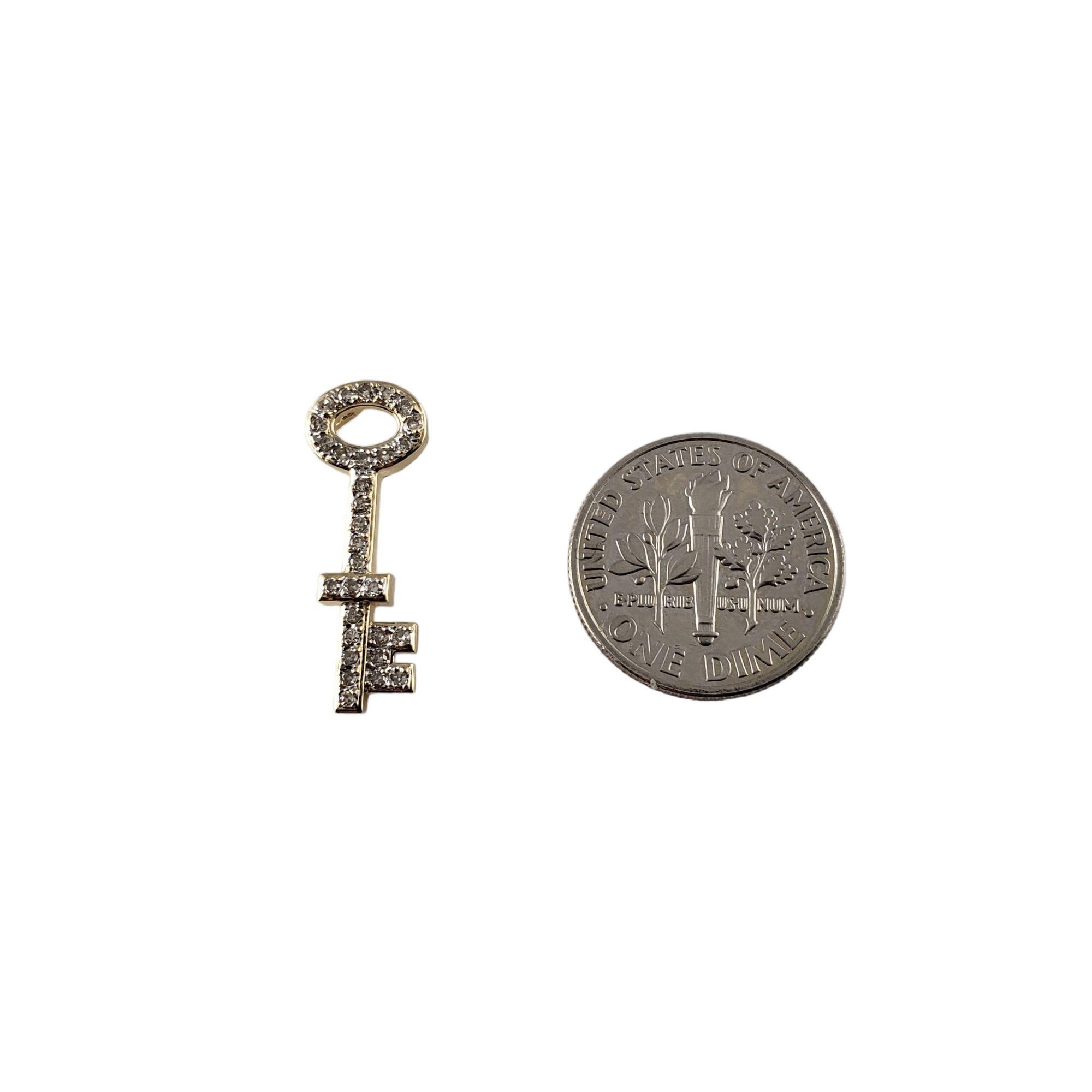 14 Karat Yellow Gold and Diamond Key Charm In Good Condition For Sale In Washington Depot, CT