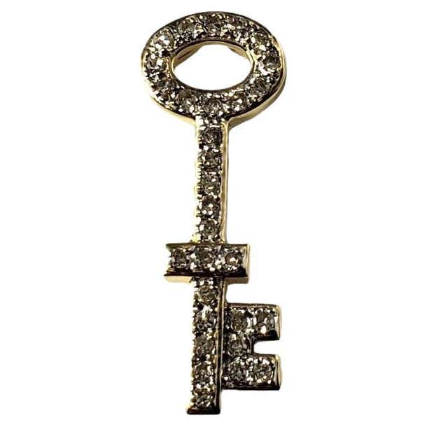14 Karat Yellow Gold and Diamond Key Charm For Sale at 1stDibs